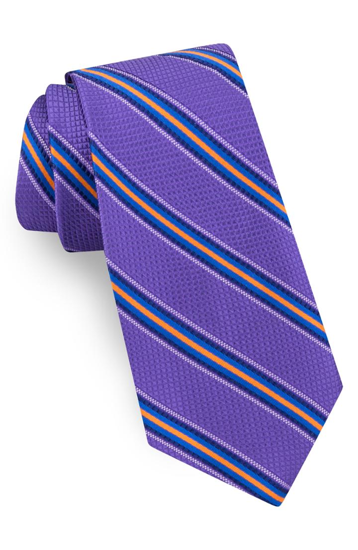 Men's Ted Baker London Multistripe Silk Tie, Size - Purple
