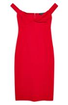 Women's Topshop Twist Front Bardot Dress Us (fits Like 14) - Red