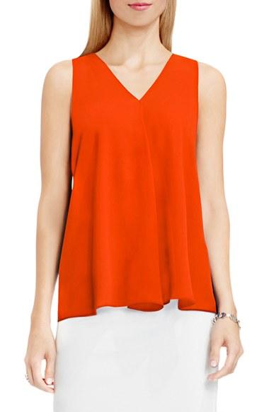 Women's Vince Camuto Drape Front V-neck Sleeveless Blouse - Orange