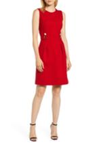 Women's Anne Klein Button Detail Fit & Flare Dress - Black