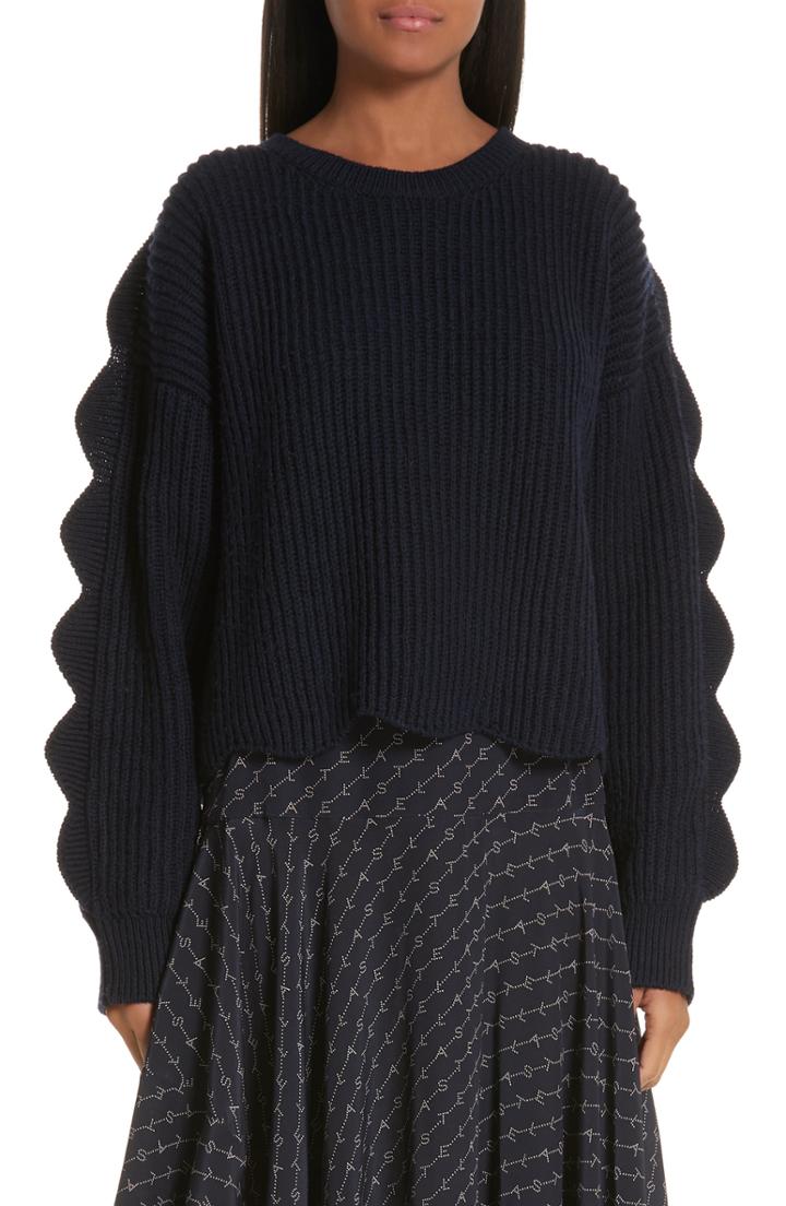 Women's Stella Mccartney Scallop Crop Sweater Us / 38 It - Blue