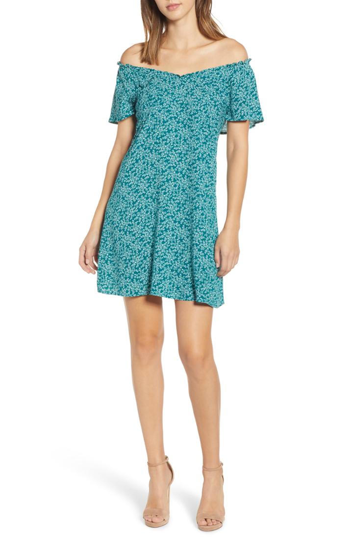 Women's Row A Off The Shoulder Dress - Blue/green