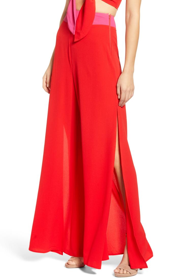Women's Show Me Your Mumu Campbell High Slit Wide Leg Pants - Red