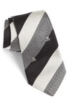 Men's Psycho Bunny Wide Stripe Silk Tie, Size - Grey