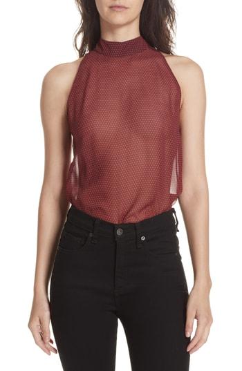 Women's Theory Dot Silk Chiffon Shell, Size - Burgundy