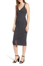 Women's All In Favor Snap Front Rib Knit Midi Dress, Size - Black
