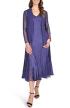 Petite Women's Komarov Embellished Midi Dress With Jacket P - Blue