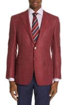 Men's Canali Siena Classic Fit Wool, Silk & Linen Blend Sport Coat Us / 48 Eu R - Red