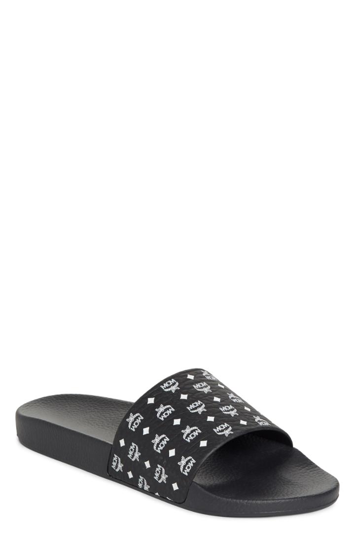 Men's Mcm Visetos Print Slide Us / 41eu - Black