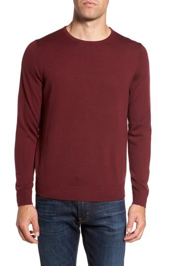 Men's Nordstrom Men's Shop Crewneck Merino Wool Sweater, Size - Burgundy