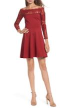 Women's Bb Dakota Dennett Lace & Ponte Knit Fit & Flare Dress - Red
