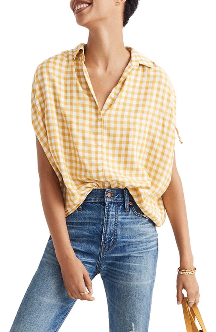 Women's Madewell Central Ruched Sleeve Shirt