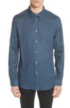 Men's John Varvatos Collection Garment Dyed Linen Shirt - Blue