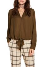 Women's Scotch & Soda V-neck Tie Detail Top - Green