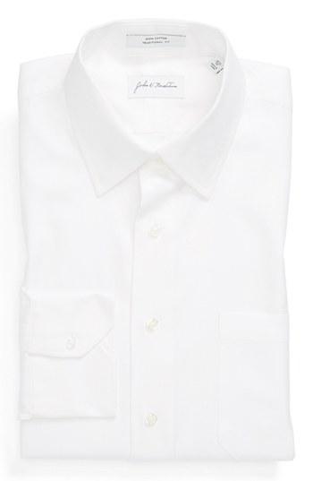 Men's John W. Nordstrom Traditional Fit Herringbone Dress Shirt .5 33 - White
