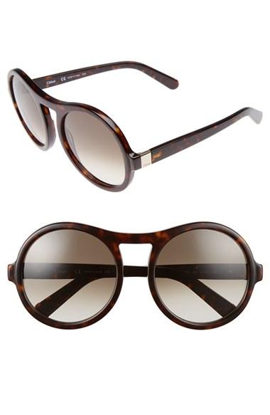 Women's Chloe Marlow 57mm Round Sunglasses - Tortoise