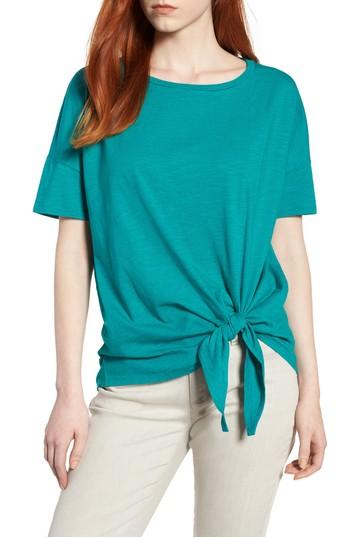 Women's Eileen Fisher Tie Hem Organic Cotton Tee - Blue/green