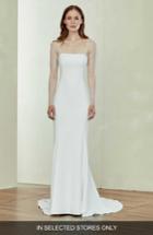 Women's Amsale Illusion Sleeve Crepe Trumpet Gown, Size In Store Only - Ivory
