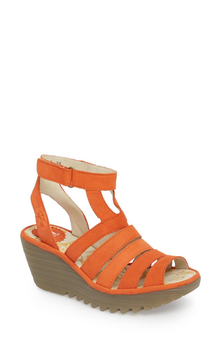 Women's Fly London Yeba Wedge Sandal .5-8us / 38eu - Orange