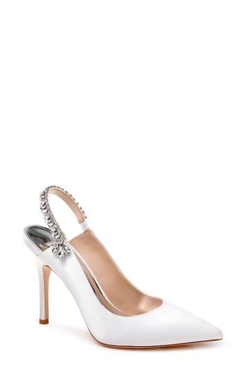 Women's Badgley Mischka Paxton Pointy Toe Slingback Pump .5 M - White