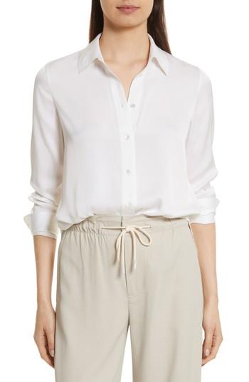 Women's Vince Slim Silk Blouse - White