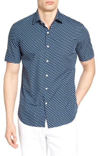 Men's Culturata Print Sport Shirt, Size - Blue