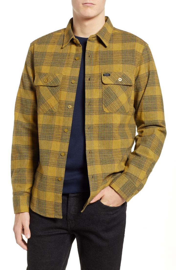 Men's Brixton Bowery Flannel Shirt, Size - Grey