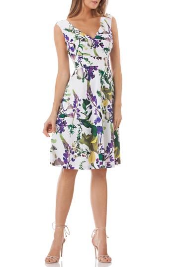 Women's Kay Unger Floral Fit & Flare Dress - Ivory