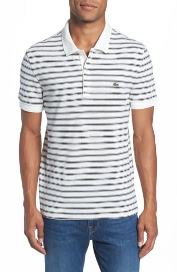 Men's Lacoste Stripe Polo (m) - Beige