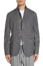 Men's Eleventy Full Zip Snap Jacket, Size - Grey