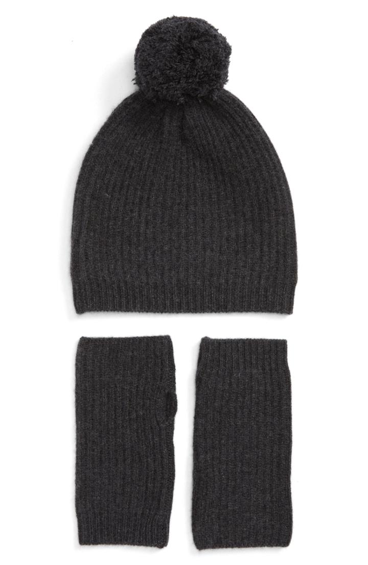 Women's Halogen Cashmere Coordinates Hat & Arm Warmer Set - Black