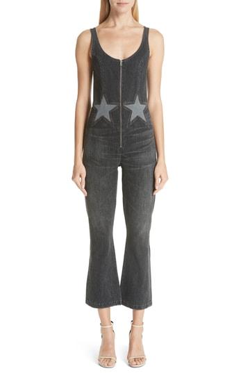 Women's Jean Atelier Star Denim Jumpsuit - Grey