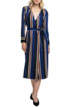 Women's Astr The Label Stripe Wrap Dress - Blue