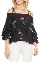 Women's Vince Camuto Tropical Garden Tie Shoulder Top, Size - Black
