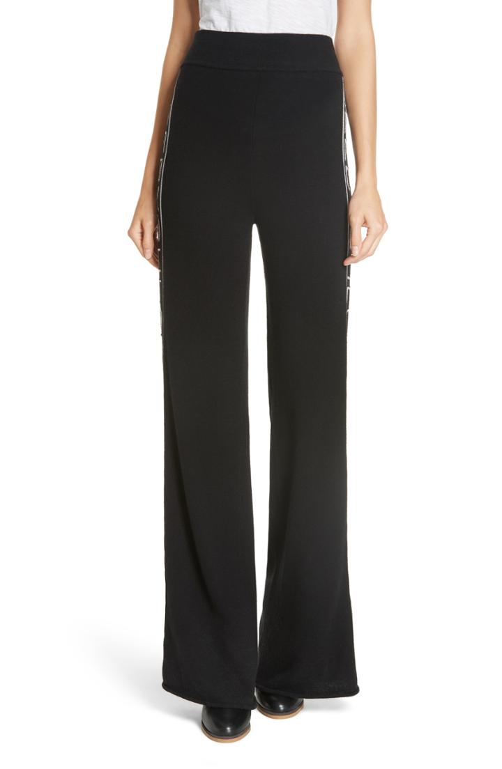 Women's See By Chloe Metallic Knit Wool Blend Trousers - Black