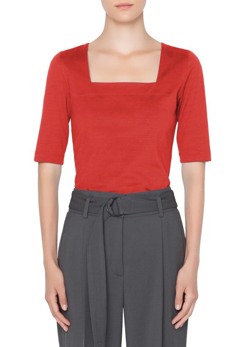 Women's Akris Punto Square Neck Tee - Orange