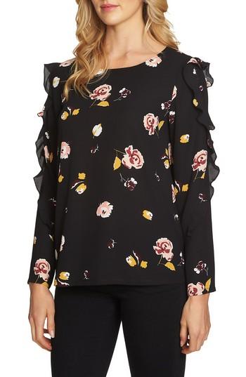 Women's 1.state Ruffle Sleeve Blouse - Black