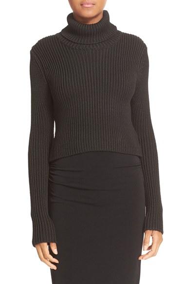 Women's Alice + Olivia Sierra Crop Rib Knit Turtleneck