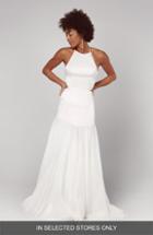 Women's Fame & Partners Alexandrina Strappy Satin & Tulle Mermaid Gown (similar To 18w-20w) - White