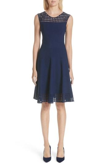 Women's Akris Punto Eyelet Fit & Flare Dress - Blue