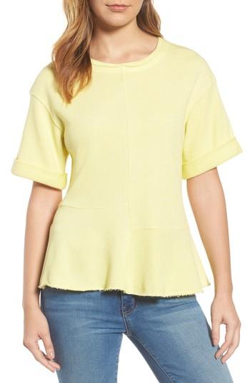 Women's Caslon Mixed Seam Short Sleeve Sweatshirt - Yellow