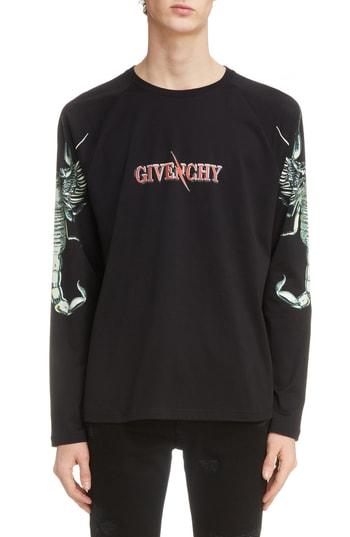 Men's Givenchy Scorpio Fire Graphic Long Sleeve T-shirt - Black