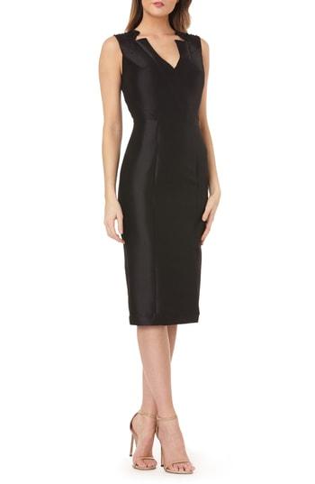 Women's Kay Unger Bead Embellished Mikado Cocktail Dress - Black