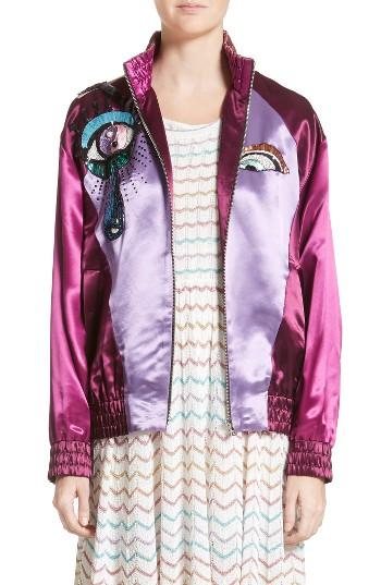 Women's Marc Jacobs Applique Satin Bomber