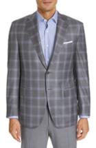 Men's Canali Sienna Classic Fit Plaid Wool Sport Coat Us / 56 Eu L - Grey