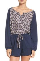 Women's Fraiche By J Henley Romper - Blue