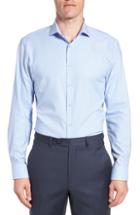 Men's Nordstrom Men's Shop Tech-smart Trim Fit Stretch Texture Dress Shirt .5 34/35 - Blue