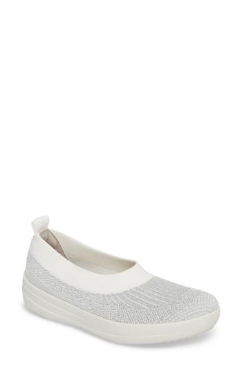 Women's Fitflop Uberknit(tm) Slip-on Ballerina Sneaker M - Metallic