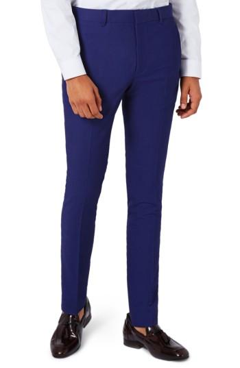 Men's Topman Infinity Ultra Skinny Fit Suit Trousers X 30 - Blue