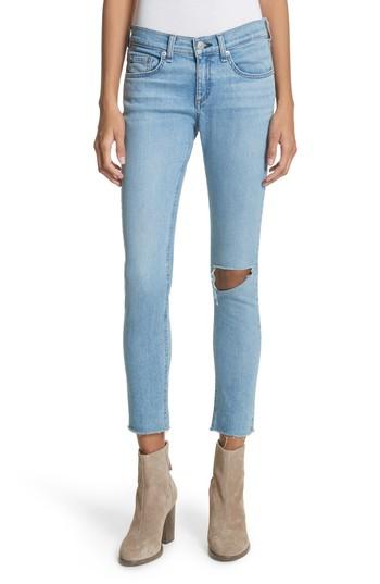 Women's Rag & Bone/jean Ripped Ankle Skinny Jeans - Blue